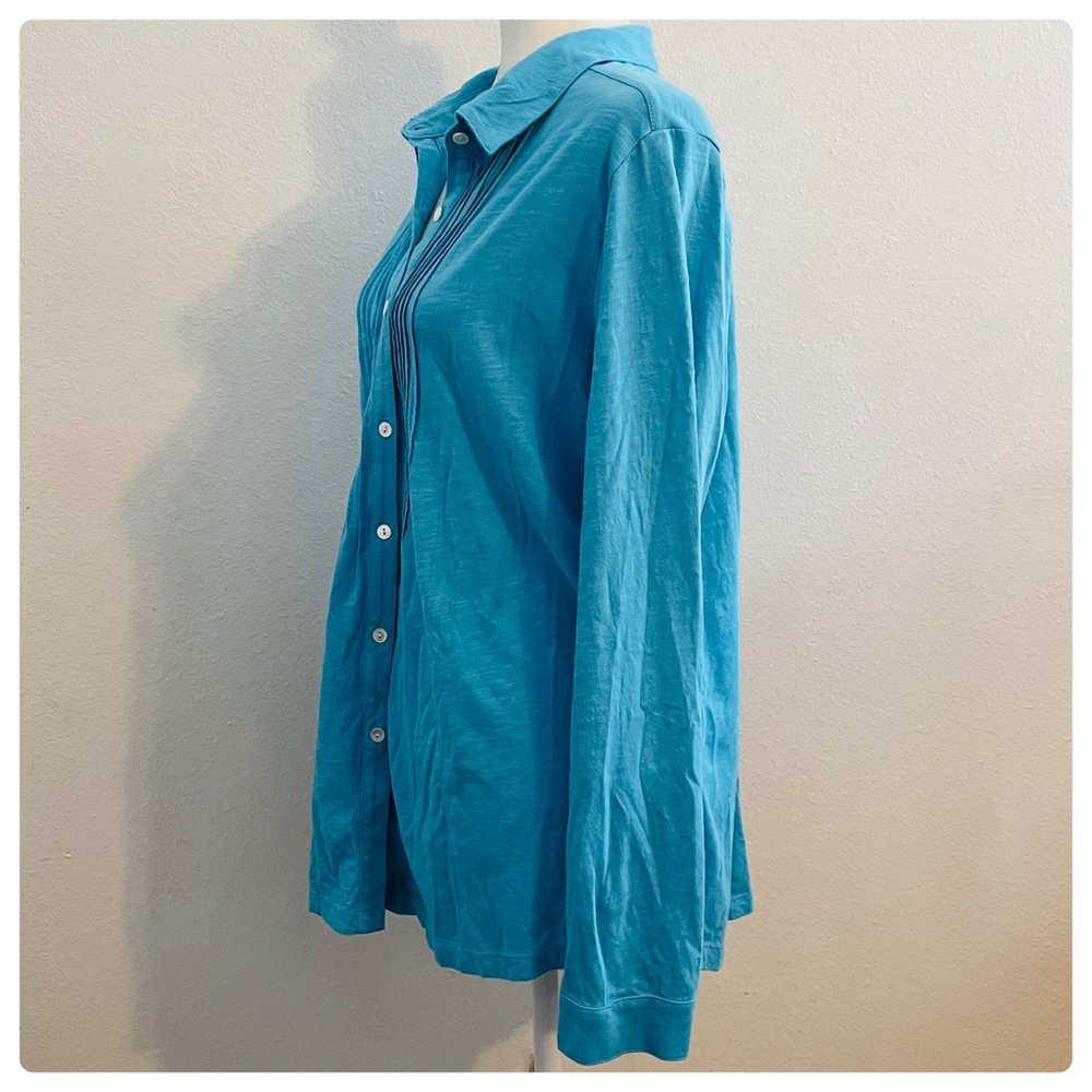 J. Jill Ling Sleeve 100% Cotton Button Down Top - Picture 3 of 7
